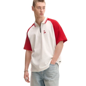 Cropp - Koszulka polo z górą zapinaną na zamek - kremowy