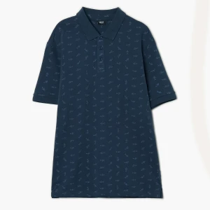 Cropp - Koszulka polo z nadrukiem rekinów - granatowy