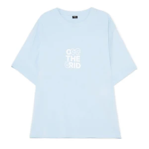 Cropp - Koszulka regular z napisem - błękitny