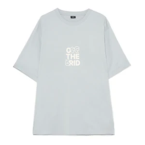 Cropp - Koszulka regular z napisem - surowy granatowy