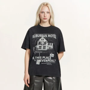 Cropp - Koszulka vintage z nawiedzonym domem - szary