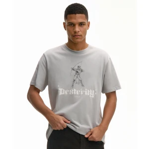 Cropp - Koszulka z autorskim nadrukiem - szary