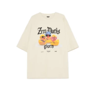 Cropp - Koszulka z gangiem gumowych kaczuszek - kremowy