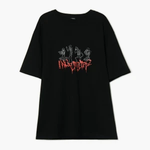 Cropp - Koszulka z haftowanymi kościotrupami - czarny