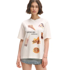 Cropp - Koszulka z jedzeniowym motywem - kremowy