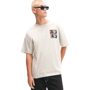 Cropp - Koszulka z motoryzacyjnym nadrukiem - jasny szary