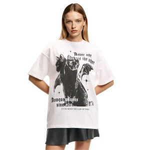 Cropp - Koszulka z motywem magicznego kota - biały