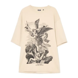 Cropp - Koszulka z motywem malarskim - beżowy