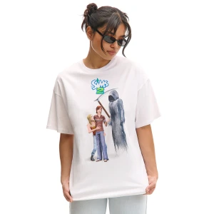Cropp - Koszulka z Mrocznym Kosiarzem z The Sims - biały