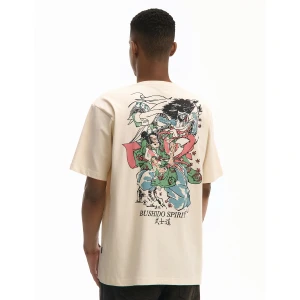 Cropp - Koszulka z nadrukiem samuraja - beżowy