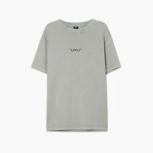 Cropp - Koszulka z tekstowym emotikonem - szary