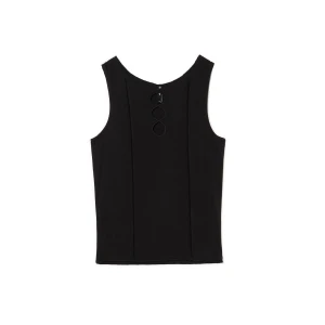 Cropp - Koszulka z wycięciem z przodu - czarny