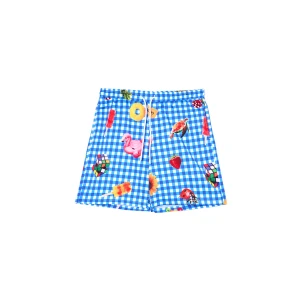 Zdjęcie produktu Cropp - Kraciaste spodenki z wakacyjnymi motywami - niebieski