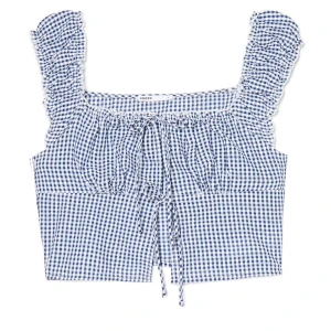 Cropp - Kraciasty crop top z wiązaniem - granatowy