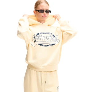 Cropp - Kremowa bluza hoodie z aplikacją - kremowy