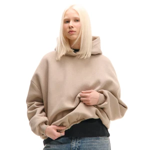 Cropp - Kremowa bluza hoodie z elastycznym wykończeniem - kremowy