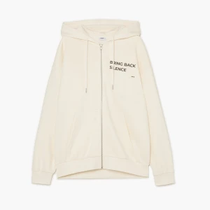 Cropp - Kremowa bluza hoodie z motywacyjnym tekstem - kremowy