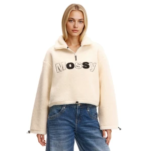 Cropp - Kremowa bluza sherpa ze stójką - kremowy