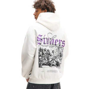 Cropp - Kremowa bluza z autorską grafiką - kremowy