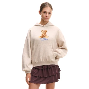 Cropp - Kremowa bluza z motywem pluszowego misia - kremowy