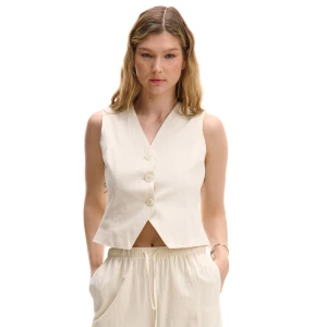 Cropp - Kremowa kamizelka - kremowy