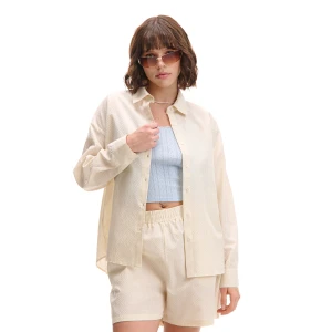 Cropp - Kremowa koszula w delikatną kratkę - kremowy