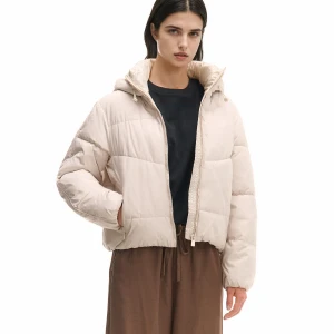 Cropp - Kremowa kurtka puffer z kapturem - kremowy