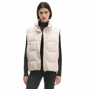 Cropp - Kremowa pikowana kamizelka ze stójką - kremowy