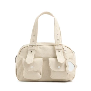 Cropp - Kremowa płócienna torebka - kremowy