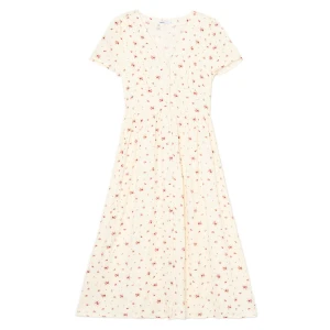 Cropp - Kremowa sukienka maxi w kwiaty - kremowy