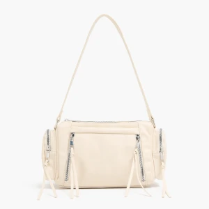 Cropp - Kremowa torebka z ozdobnymi uchwytami przy zamkach - kremowy