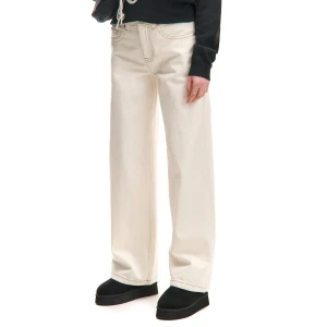 Cropp - Kremowe jeansy baggy low waist w stylu vintage - kremowy