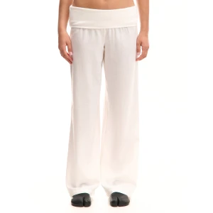 Cropp - Kremowe spodnie z niskim stanem - kremowy