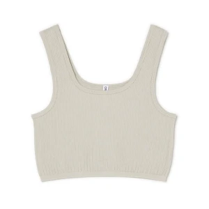 Cropp - Kremowy crop top na ramiączkach - kremowy