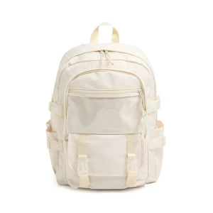 Cropp - Kremowy gładki plecak multipockets - kremowy