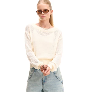 Cropp - Kremowy sweter boxy - kremowy