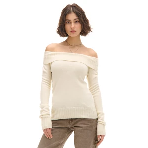 Zdjęcie produktu Cropp - Kremowy sweter typu carmen - kremowy