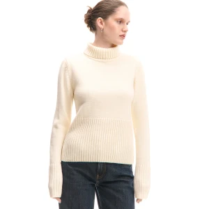 Cropp - Kremowy sweter z golfem - kremowy