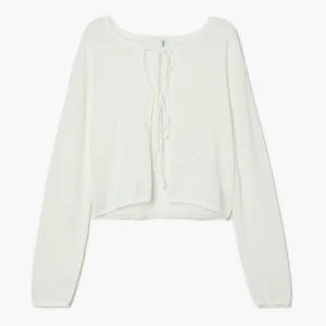 Cropp - Kremowy sweter z wiązaniami - kremowy