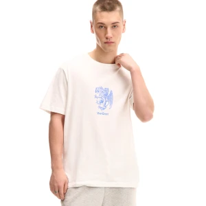 Cropp - Kremowy T-shirt z muzycznym motywem - kremowy