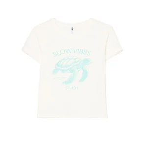 Cropp - Kremowy T-shirt z żółwiem - kremowy