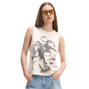 Cropp - Kremowy tank top z Måneskin - kremowy