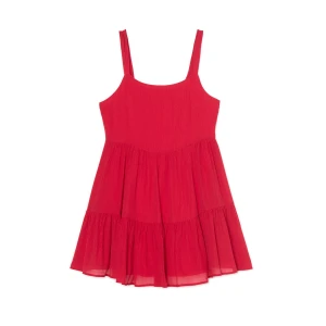 Cropp - Krepowana czerwona sukienka - czerwony