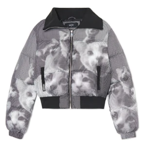 Cropp - Krótka kurtka puffer z kotami - czarny