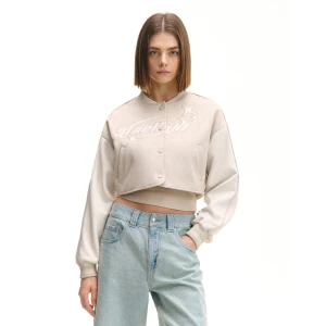 Cropp - Krótka kurtka w stylu college - kremowy