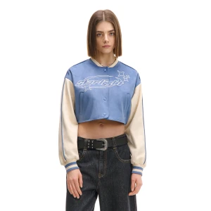 Cropp - Krótka kurtka z imitacji zamszu - surowy granatowy