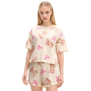 Cropp - Krótka piżama w misie - kremowy