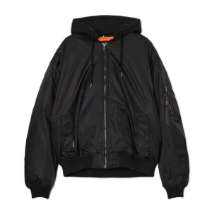 Cropp - Kurtka bomberka z dzianinowym kapturem - czarny