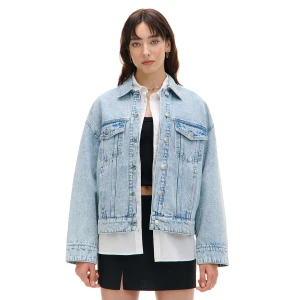 Cropp - Kurtka jeansowa oversize - błękitny