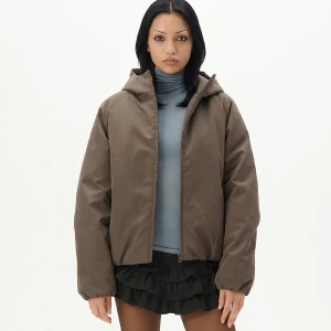 Cropp - Kurtka puffer z kapturem - szary
